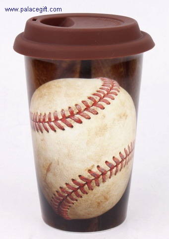 Double Wall Ceramic Mug with Silicone Lid